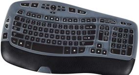 img 4 attached to 🖤 Black Keyboard Cover for Logitech K350 MK570 MK550 Wireless Wave Keyboard - Protective Skin & Accessories for Logitech K350 MK550 MK570 Keyboard