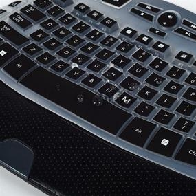 img 2 attached to 🖤 Black Keyboard Cover for Logitech K350 MK570 MK550 Wireless Wave Keyboard - Protective Skin & Accessories for Logitech K350 MK550 MK570 Keyboard