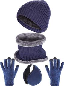 img 4 attached to Tatuo 4-Piece Ski Warm Set: Hat, Scarf, Gloves, Earmuffs for Adults & Kids