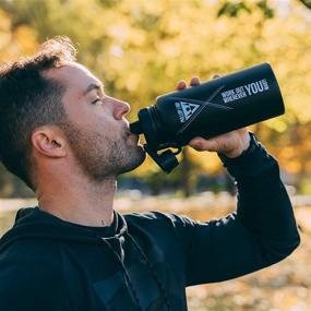 img 3 attached to Ultimate Sports Water Bottle: PULLUP & DIP 950ml (32oz), Stainless Steel, BPA-free, Leak-proof, Vacuum Insulated with Carabiner - Perfect for Gym, Outdoors, Cycling, and Travel