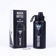 ultimate sports water bottle: pullup & dip 950ml (32oz), stainless steel, bpa-free, leak-proof, vacuum insulated with carabiner - perfect for gym, outdoors, cycling, and travel logo