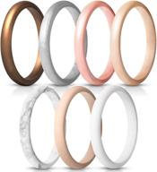 💍 thin and stackable silicone wedding rings for women - thunderfit women's band rings, 2.5mm width, 1.8mm thick logo