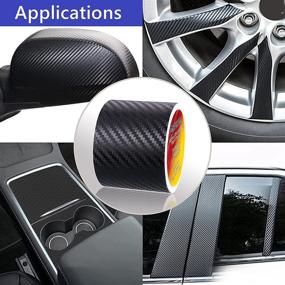 img 2 attached to Spurtar Carbon Fiber Vinyl Tape: 2 Inch x 20ft Universal Chrome Black - Protect & Style Your Car with DIY 3D Carbon Fiber Detailing Tape