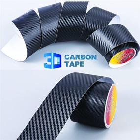 img 3 attached to Spurtar Carbon Fiber Vinyl Tape: 2 Inch x 20ft Universal Chrome Black - Protect & Style Your Car with DIY 3D Carbon Fiber Detailing Tape