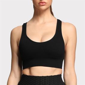 img 3 attached to 🏋️ Aoxjox Seamless Ribbed Sports Bras for Women - Ideal for Fitness, Running, Yoga, and Crop Tank Top