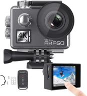 📷 akaso v50 elite 4k 60fps touch screen wifi action camera with voice control, eis, web camera, waterproof up to 131 feet, adjustable view angle, 8x zoom, remote control, sports camera with helmet accessories kit logo