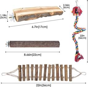 img 3 attached to Набор натуральных деревянных погремушек для птиц - ERKOON 4Pack Аксессуары: качели, лестница, стойка и веревка - идеально подходит для попугаев, попугаев канареек, курцител и многих других!