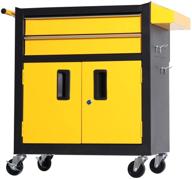 🔒 tankstorm heavy duty tool chest with lockable doors - steel rolling cart for tools (tz12 black yellow) logo