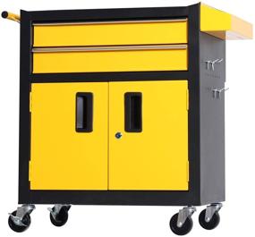 img 4 attached to 🔒 TANKSTORM Heavy Duty Tool Chest with Lockable Doors - Steel Rolling Cart for Tools (TZ12 Black Yellow)