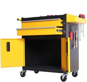 img 3 attached to 🔒 TANKSTORM Heavy Duty Tool Chest with Lockable Doors - Steel Rolling Cart for Tools (TZ12 Black Yellow)