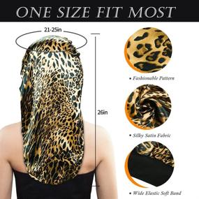 img 2 attached to Premium Satin Sleep Cap Set for Long Hair and Dreadlock - 2 Solid Color & 2 Floral Pattern Bonnets for Women