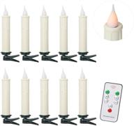 🕯️ 10pcs battery operated flameless taper candles with remote clips - christmas tree decorations | dimmable flickering led candles for window | ivory dripped логотип