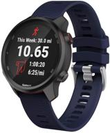 🔵 isabake dark blue silicone watch band for garmin forerunner 245/245 music/forerunner 645/645 music, compatible with garmin vivoactive 3/venu sq/vivomove hr, 20mm soft replacement wristbands logo