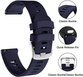 img 2 attached to 🔵 ISABAKE Dark Blue Silicone Watch Band for Garmin Forerunner 245/245 Music/Forerunner 645/645 Music, Compatible with Garmin Vivoactive 3/Venu Sq/Vivomove HR, 20mm Soft Replacement Wristbands