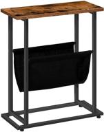 hoobro bf81bz01: industrial slim nightstand with magazine holder sling, wood look accent table for small spaces - rustic brown and black logo