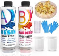🎨 alloytop pro 16 oz. epoxy resin kit: high-quality all-in-one solution for jewelry, diy crafts, art, keychains, woodworks, river tables - includes gold flake, 5pc graduated cups, 2pc measuring cup, 5pc wooden stick logo