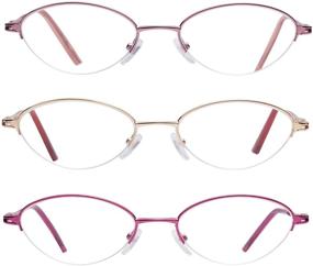 img 2 attached to 👓 LianSan OTC Ladies' Readers: 3 Pairs Quality Metal Half Frame Reading Glasses for Women (L731)