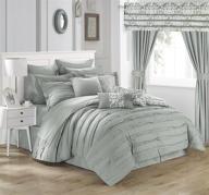 chic home hailee 24 piece king comforter set - complete bed in a bag with pleated ruffles, reversible print, sheet set &amp; window treatment - silver logo