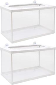 img 4 attached to 2 Pack Fish Hatchery Breeder Box - Large Size 10x6x6 - Fish 🐠 Tank Isolation/Nursery Box, Aquarium Fry Hatchery Separation Net with Suction Cups for Newborn Small Fish