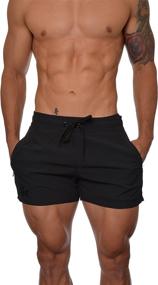 img 2 attached to YoungLA Bodybuilding Shorts Pockets AllBlack Sports & Fitness in Australian Rules Football