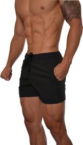 img 3 attached to YoungLA Bodybuilding Shorts Pockets AllBlack Sports & Fitness in Australian Rules Football