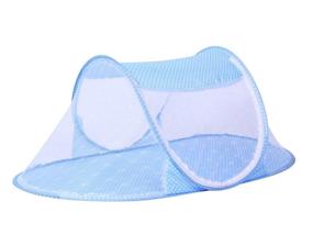 img 1 attached to Тонкая летняя москитная сетка JUMUU для детей - портативная складная детская кроватка для путешествий, синего цвета.