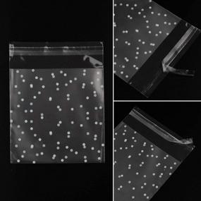 img 1 attached to 🎁 ANYI16 Self Adhesive Treat Bag Cellophane Cookie Bag with White Polka Dot Design - Party Favor Gift Bag for Bakery, Candle, Soap, Cookie (5.5 x 5.5 inches, 100 Pcs) + 100 Thank You Labels Included