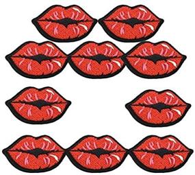 img 4 attached to 💋 Yalulu Set of 20 Red Kiss Lips Embroidered Patches - Iron-On Sewing Appliques Stickers for Clothes, Jeans, Bags, DIY Decorations