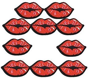 img 2 attached to 💋 Yalulu Set of 20 Red Kiss Lips Embroidered Patches - Iron-On Sewing Appliques Stickers for Clothes, Jeans, Bags, DIY Decorations