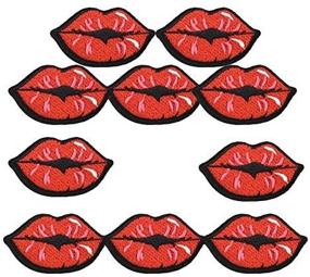 img 1 attached to 💋 Yalulu Set of 20 Red Kiss Lips Embroidered Patches - Iron-On Sewing Appliques Stickers for Clothes, Jeans, Bags, DIY Decorations