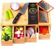 🔪 ecozoi xl bamboo cutting board & drawer organizer trays set - kitchen chopping board, butcher block, ergonomic storage, 2 bonus shredders logo