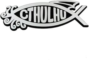 img 2 attached to 🐙 Cthulhu Fish Plastic Auto Emblem - Silver 5 1/4'' x 2'' - Unique, Eye-Catching Design for Your Vehicle