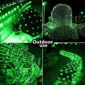 img 3 attached to 🎄 KNONEW 10ft x 6.6ft Solar Christmas Net Lights - 200 LED 8 Modes Bush Mesh Lights, Solar Powered & Waterproof Outdoor Decorations for Christmas Trees, Hedges, Bushes, Fence, Yard, Balcony, Wall (Green)