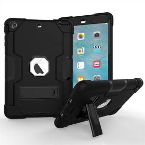 img 2 attached to 📱 Rugged Kickstand Series iPad Mini Case - Shockproof Heavy Duty Hybrid Three Layer Armor Defender Cover for iPad Mini 1/2/3 - Black