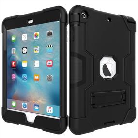 img 3 attached to 📱 Rugged Kickstand Series iPad Mini Case - Shockproof Heavy Duty Hybrid Three Layer Armor Defender Cover for iPad Mini 1/2/3 - Black