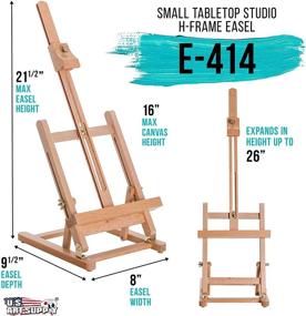 img 3 attached to 🎨 U.S. Art Supply Small Tabletop Wooden H-Frame Studio Easel - Adjustable Beechwood Painting and Display Easel, Holds Up To 16" Canvas - Portable Sturdy Table Desktop Holder Stand - Paint Sketch Artists