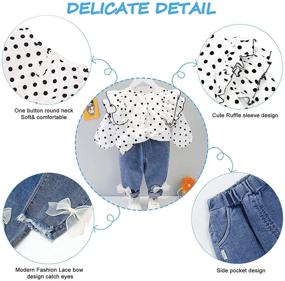 img 3 attached to 🍁 Trendy Fall Toddler Baby Girl Clothes: Size 9M-5T Long Sleeve Tops Coat + Denim Pants Set Outfit for Style & Comfort