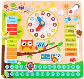 img 4 attached to 🕰️ Montessori Wooden Toy - Woody Treasures Kids Clock for 3 Year Olds - Unique Learning Toy for Toddlers to Explore Seasons, Months, Days of the Week, and Time Telling - Educational and Fun