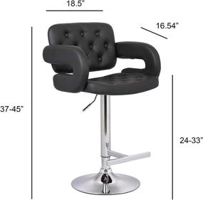 img 3 attached to 💺 AC Pacific Diamond Tufted Hydraulic Adjustable Swivel Bar Stool with Armrest and Cushion - Black (25"-33" Height)