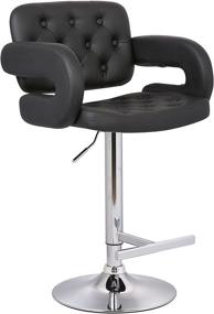 img 4 attached to 💺 AC Pacific Diamond Tufted Hydraulic Adjustable Swivel Bar Stool with Armrest and Cushion - Black (25"-33" Height)