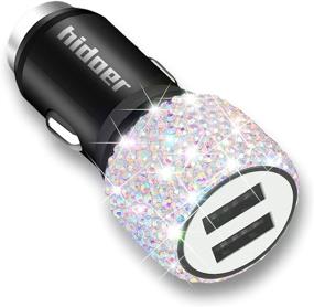 img 2 attached to Bling USB Car Charger 5V/2.1A Multicolor Crystal Decor Dual Port Fast Adapter with 3.9ft Nylon Type C/Micro USB 3-in-1 Multi Charging Cable for iPhone iPad Android,Interior Car Accessories for Women