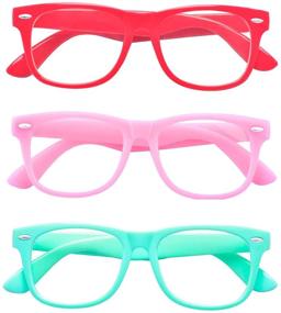 img 2 attached to Set of 3 Children's Blue Light Glasses for Computer 👓 Gaming and More - Reduce Eyestrain in Girls & Boys Ages 3-10