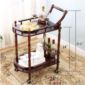 img 3 attached to 🛒 Vintage European-Style beaskin Bar Cart: Exquisite Hand-Carved Design, Brake Function, 31.5"H x 24"L x 16"W