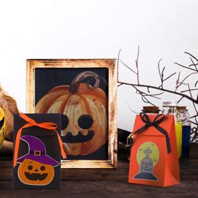 img 2 attached to NIMU 12-Piece Premium Halloween Bags: Special Design Reusable Craft Gift Paper Boxes for Presents Bundle Trick or Treat Theme