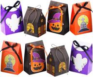 nimu 12-piece premium halloween bags: special design reusable craft gift paper boxes for presents bundle trick or treat theme logo