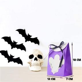 img 3 attached to NIMU 12-Piece Premium Halloween Bags: Special Design Reusable Craft Gift Paper Boxes for Presents Bundle Trick or Treat Theme