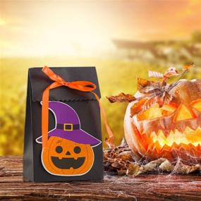 img 1 attached to NIMU 12-Piece Premium Halloween Bags: Special Design Reusable Craft Gift Paper Boxes for Presents Bundle Trick or Treat Theme
