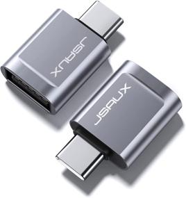 img 4 attached to JSAUX USB C to USB Adapter 2-Pack - Type C to USB 3.0 Male to Female OTG 🔌 Adapter, Compatible with MacBook Pro/Air, iMac 2021, Samsung Galaxy S21 S20+ S10, and More Type C Devices - Grey