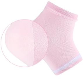 img 2 attached to 🧦 Bememo 3 Pairs Spa Moisturizing Socks and Gloves Set with Open Toe Gel Heel Socks and Fingerless Moisturizing Gloves in Pink and Grey Shades