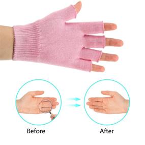 img 3 attached to 🧦 Bememo 3 Pairs Spa Moisturizing Socks and Gloves Set with Open Toe Gel Heel Socks and Fingerless Moisturizing Gloves in Pink and Grey Shades